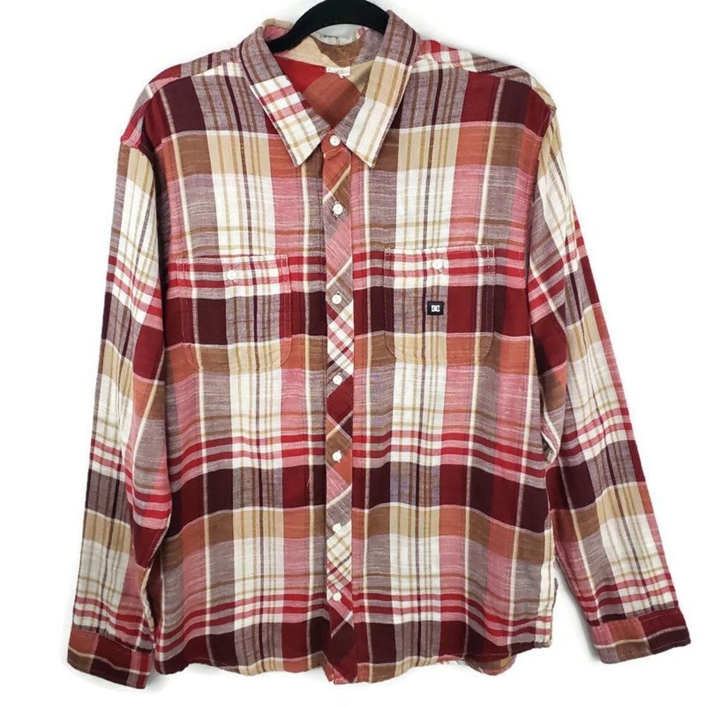Dc Plaid Long Sleeve Casual Shirt Size L